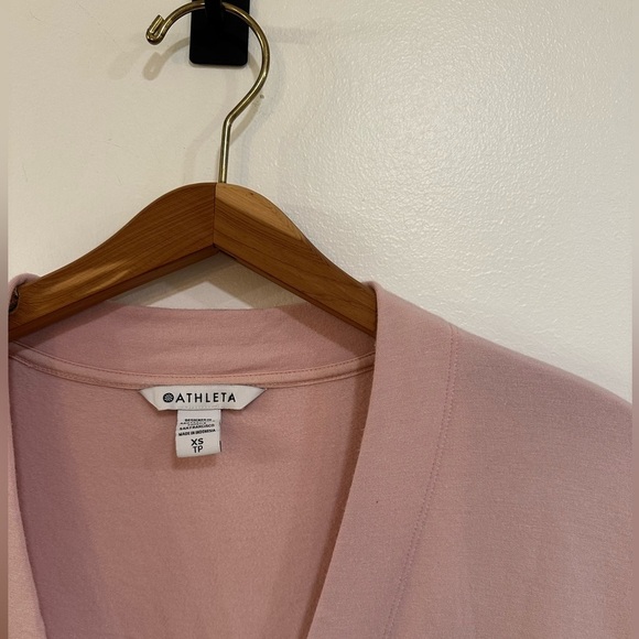 Athleta Purana V Neck Faux Wrap Sweatshirt Size XS Women’s Orchid Pink Top Soft - Picture 3 of 4